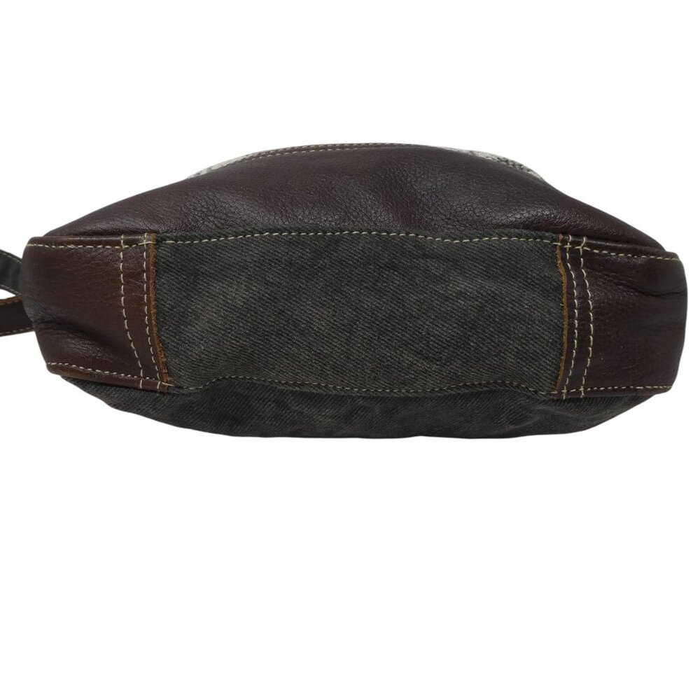 Myra Bag Brown Gray Cotton Leather Mandala Crossbody Shoulder Bag Purse - Picture 7 of 12